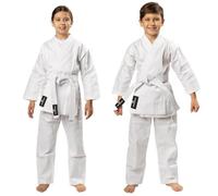VERSAL Karate Gi per bambini/adulti, uniforme da karate per studenti, colore bianco, 226,8 g, in policotone leggero, per allenamento di arti marziali, sparring, taekwondo, con cintura, bianco, 160 cm