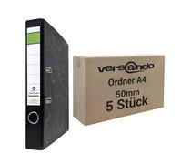 versando 5 raccoglitori sottili di alta qualità, DIN A4, dorso 5 cm, raccoglitori ad anelli, certificato con angelo blu, colore nero