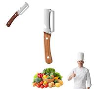 Versatile 3-in-1 Kitchen Peeler with Wooden Handle, Practical Stainless Steel Blade Effortlessly Peels Both Delicate and Vegetables Includes Integrated Bottle Opener (Brown, 2-in-1)