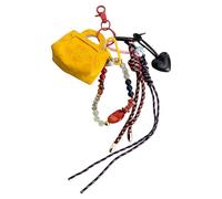 Versatile borsa in pelle PU per chiavi e accessori borsetta, portachiavi, portamonete con corda intrecciata, portachiavi fatto a mano, supporto portatile, Giallo, Taglia unica