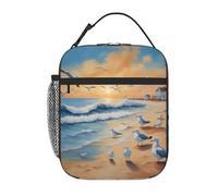 Versatile borsa termica per il pranzo con gabbiani trasportati dall'aria, elegante e durevole, adatta per viaggi di lavoro e scuola