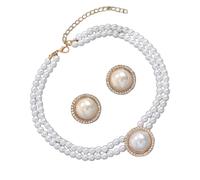 Versatile collana di perle finte orecchini coppia strato look abiti multipli tutti gli eventi di tutti i giorni perle orecchini collana