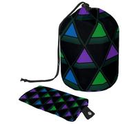 Versatile e chic: grande borsa per il trucco con chiusura a coulisse, una soluzione elegante per l'organizzazione degli articoli da toeletta da donna, motivo geometrico triangolare, Multicolore,