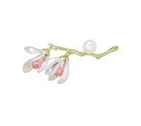 Versatile Elegante Magnolia Floreale Spilla Metallo Pin Chiusura Per Abbigliamento Casual Formale Fissato Attacco Design Collare Pin Versatile Perle Fiore Spilla Regalo, Misura unica, come descritto