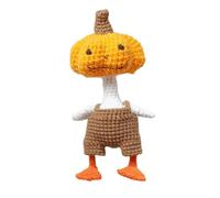 Versatile Goose, Cute Handmade Crochet Goose with Pumpkin Head & Bat Cape, Handwoven Halloween Decoration, Emotional Inspirational Support Gifts for Family Friends,Knitted Animals Desk Decor (1Pcs)