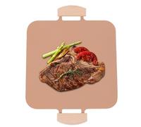 Versatile Nonstick Griddle - 41,5 x 31 cm Flat Cooking Pan with Non-Slip Wooden Handles | Ideal for Camping, BBQ, and Indoor Use | Durable Aluminum with Wheatgrass Coating, Smokeless and Easy to Clean