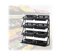 Versatile organizer for scaffali da supermercato,Organizzatore for snack da pavimento, cucina, dispensa,Espositore con 8 cestini(Black)