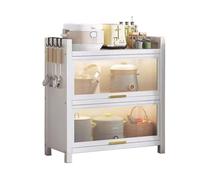 Versatile scaffale da cucina con ruote, supporto per microonde in piedi con anta a ribalta, perfetto per spezie, pentole e padelle, soluzione organizzativa di piccole dimensioni