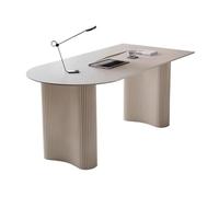 Versatile Scrivania for laptop in pietra bianca con eleganti gambe in ferro, moderna scrivania da toeletta for ufficio, camera da letto Scrittoio(M)