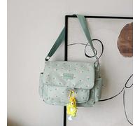 Versatile Solid colore Borsa a spalla con stampa floreale, borsa grande quadrata in nylon con tracolla per il viaggio con ciondolo, nuove leggere borse messaggero in stile universitario per monete e t