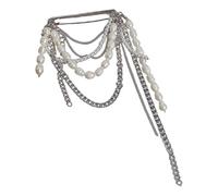 Versatile spilla a catena in metallo con frangia multistrato e perle artificiali Decors scintillante frangia spilla pin catena a strati design