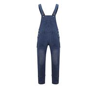 Versatile Tuta Uomo Denim Bretelle Moda Semplice Multi Pocket Baggy Jeans Power Pants, Blu scuro, XXL