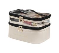 Versatile valigetta per trucchi con due scomparti separati, elegante borsa da viaggio elegante per l'organizzatore di accessori cosmetici, beige., taglia unica