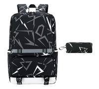 Versatile zaino per la scuola zaino per laptop astuccio set grande capacità zaino con tracolla regolabile borsa libro studente laptop, bianco, One Size