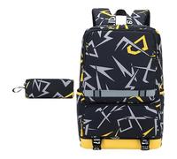 Versatile zaino per la scuola zaino per laptop astuccio set grande capacità zaino con tracolla regolabile borsa libro studente laptop, Giallo, One Size