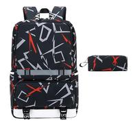 Versatile zaino per la scuola zaino per laptop astuccio set grande capacità zaino con tracolla regolabile borsa libro studente laptop, Rosso, One Size