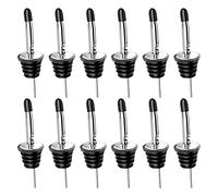 versatore Liquore,Confezione da 12 In Acciaio Inox Beccuccio Conico Liquore Bottiglia Versatore Tappo Versatore Salvagoccia con Cappucci di Gomma