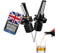 Versatore per alcolici Poura - Versatore rapido per vino con ClickSeal in gomma naturale senza BPA - Adatto alla maggior parte delle bottiglie - Nero - Confezione da 2