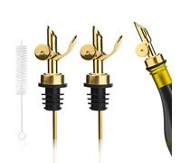 Versatori in Acciaio Inox, 3pz Acciaio Inossidabile Ponderato Beccucci Dosatori per Bottiglie Chiusura Automatica Versatore per Bottiglie con Spazzola per la Pulizia per Alcol Olio d'Oliva