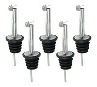 Versatori in Acciaio Inox, 5 Pezzi Metal pour Beccuccio Conico Liquore Tappo con Coperchio, Bottiglia Versatore Tappo, Versatore Dosatore per Vino Olio Cocktail Succo