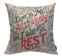 Verse Quote Come To Me all Who Are Weary And I Will Give You Rest Federe Cuscini Moderne Fodera per Cuscino Traspirante Fodere Cuscini per Divano Casa Camera da Letto 45X45Cm