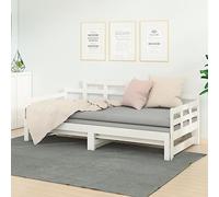 Versear Divano Letto Estraibile, Letto Estraibile, Divano con Letto Estraibile, Dormeuse Estraibile, Struttura Letto in Legno Massello di Pino Bianca 2X(80x200) cm