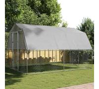 Versear Gabbia per Cani, Recinto per Cani, Box Cani Esterno, Kennel Cane Grande, Canile da Esterno con Tetto e Anta in Acciaio Zincato Argento