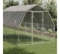 Versear Pollaio per Galline da Esterno, Recinto per Galline, Gabbia per Galline, Casetta per Galline, Pollaio con Tetto 2,5x4x2,25m Acciaio Zincato