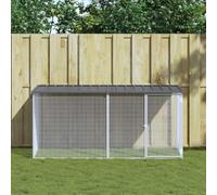 Versear Pollaio per Galline da Esterno, Recinto per Galline, Gabbia per Polli, Pollaio da Esterno con Tetto Acciaio Zincato Antracite 203x98x90 cm