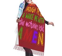 Versetti Della Preghiera Religiosa Rossa E Bianca Sulla Fede In Dio Sciarpe Lunghe Da Donna Moda Invernale Sciarpe Scialle Elegante Sciarpa Con Nappe