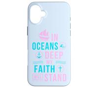 Versetto biblico regalo cristiano In oceans deep my soul will stand Custodia per iPhone 16 Plus