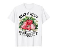Versetto della Bibbia Christian Fruit of The Spirit Strawberry Boho Maglietta