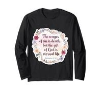 Versetto della Bibbia Cristiana Citazione The Wages of sin Is Death Womens Maglia a Manica