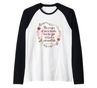 Versetto della Bibbia Cristiana Citazione The Wages of sin Is Death Womens Maglia con Maniche Raglan