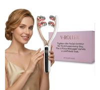 Versha Massaggiatore facciale coreano per la cura della pelle per viso e collo, modellatore per mascella da donna, con rullo per drenaggio linfatico e pennello per contouring, strumento di bellezza