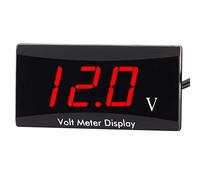[Versione aggiornata] Kinstecks Voltmetro per moto DC 12V digitale Indicatore LED Display voltmetro per auto moto Batteria Voltaggio Monitor-Rosso