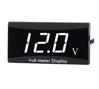 Kinstecks [Versione aggiornata] Voltmetro per Moto DC 12V Voltmetro Digitale Indicatore LED Display voltmetro per Auto Moto Batteria Voltaggio Monitor-Bianco
