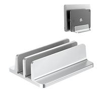 [Versione dock aggiornata] Supporto verticale per computer portatile, doppio supporto da tavolo con dock regolabile (fino a 17,3 cm), adatto a tutti i MacBook/Pro/Air/Microsoft Surface/Samsung/HP/Dell/Chrome Book (argento)