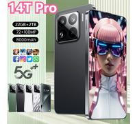 Versione globale 14T Pro 5G Telefoni cellulari 7.3HD Cellulari originali Dual Sim 8000mAh Telefono cellulare 72MP + 108MP Smartphone Android 14 Silver 12GB 256GB