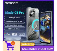 Versione globale DOOGEE Blade GT Pro Telefono robusto Effetto luce LED 12 GB 512 GB 6,72" FHD + 120 Hz Dimensity 7025 100 MP AI Camera