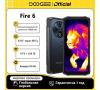 Versione globale DOOGEE Fire 6 Telefono robusto Display da 6,56 pollici 90 Hz 6 GB RAM 256 GB ROM 50 MP AI Fotocamera principale Batteria da 10400 mAh Cellulare