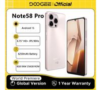 Versione globale DOOGEE Note58 Pro Smartphone 6.75 "HD + Display 8 GB RAM 256 GB ROM 6250 mAh Batteria grande NFC Android 15 Cellulare