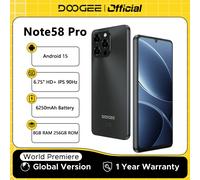 Versione globale DOOGEE Note58 Pro Smartphone 6.75" HD + Display 8GB + 256GB 6250mAh Batteria grande Android 15 NFC Cellulare