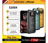 Versione globale DOOGEE S200 X 5G Telefono robusto 6.72 "Dimensity 7050 12GB + 512GB AI Tripla fotocamera 10100mAh Batteria NFC Smartphone