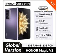 Versione globale HONOR Magic V2 5G Smartphone Display OLED pieghevole da 7,92 pollici 120Hz 50MP Fotocamere Snapdragon 8 Gen 2 5000mAh 66w Carica Black(PU)
