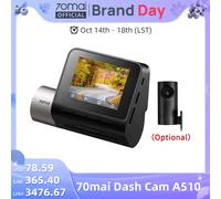 Versione globale Nuovo 70mai Dash Cam A510 1944P 3K Immagine HDR GPS ADAS 140FOV 24H Parcheggio 70mai 4G Auto DVR A510 Supporto Cam posteriore