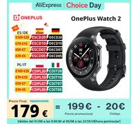 Versione globale OnePlus Watch 2 Smart Watch 1,43'' Display AMOLED Snapdragon W5 Gen 1 GPS a doppia frequenza Wear OS 4 100+ modalità sportive NFC Acciaio nero