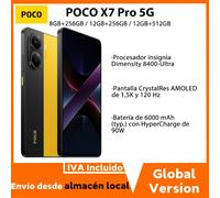 Versione globale POCO X7 Pro Processore Dimensity 8400-Ultra Display AMOLED 1.5K 120Hz Fotocamera principale da 50MP OIS Batteria 6000mAh 90W Black (with Original Charger)