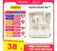 Versione globale realme Buds Air 7 Auricolare senza fili 52dB Cancellazione attiva del rumore Bluetooth 5.4 Fino a 52 ore di durata della batteria Slate Gray