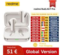 Versione globale realme Buds Air 7 pro 53dB Cancellazione del rumore profondo mare Interpretazione simultanea AI LHDC 5.0 Bluetooth 5.4